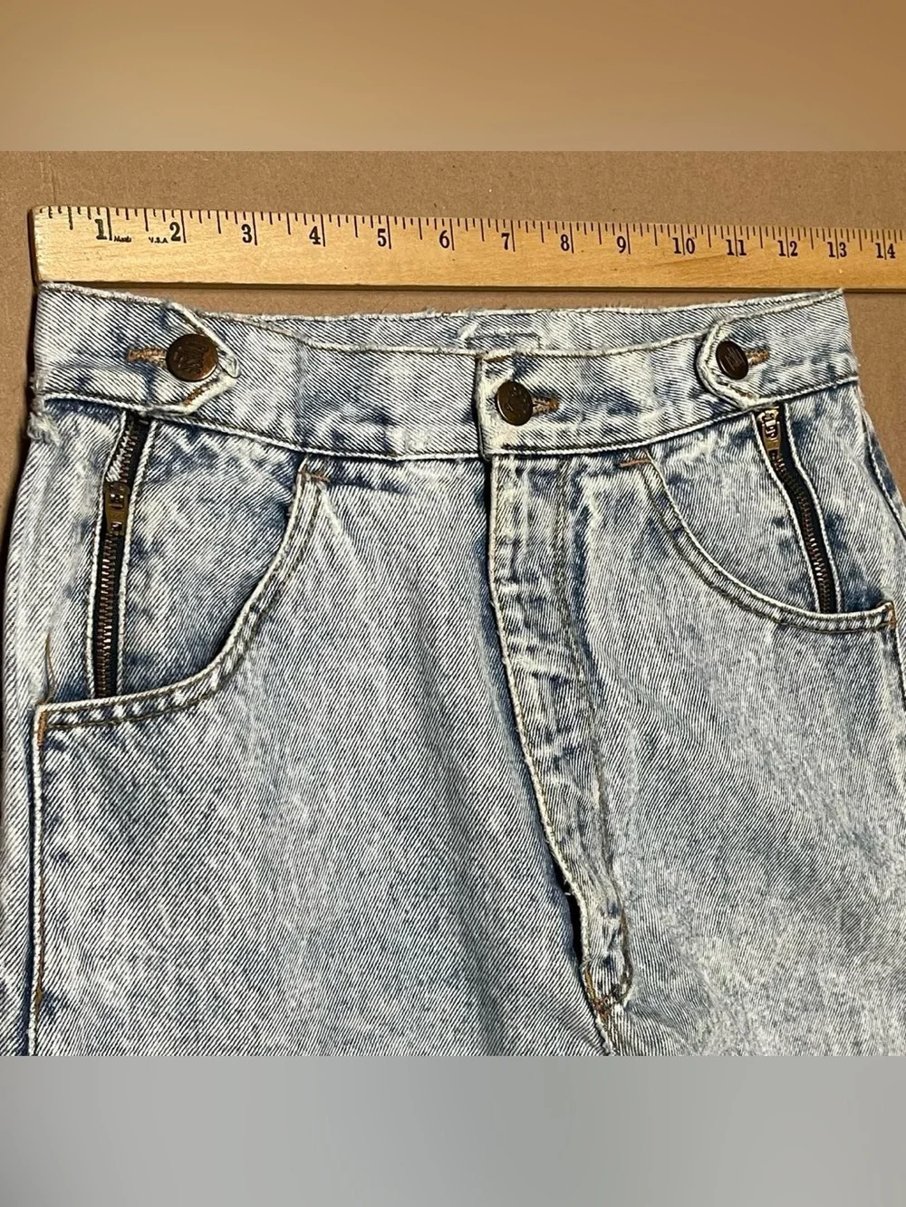 Vintage Pulse 80s Acid Wash High Rise Mom Jeans Size 2 Light Wash Retro 26x30